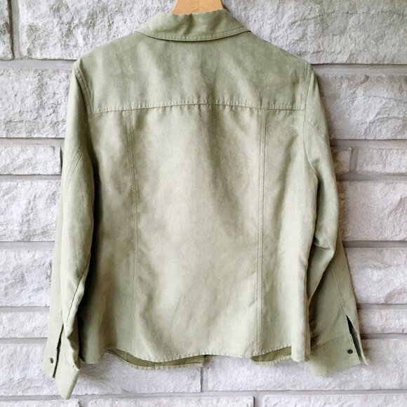 Green Faux-Suede Button Down Top - Croft & Barrow - Picture 3 of 5
